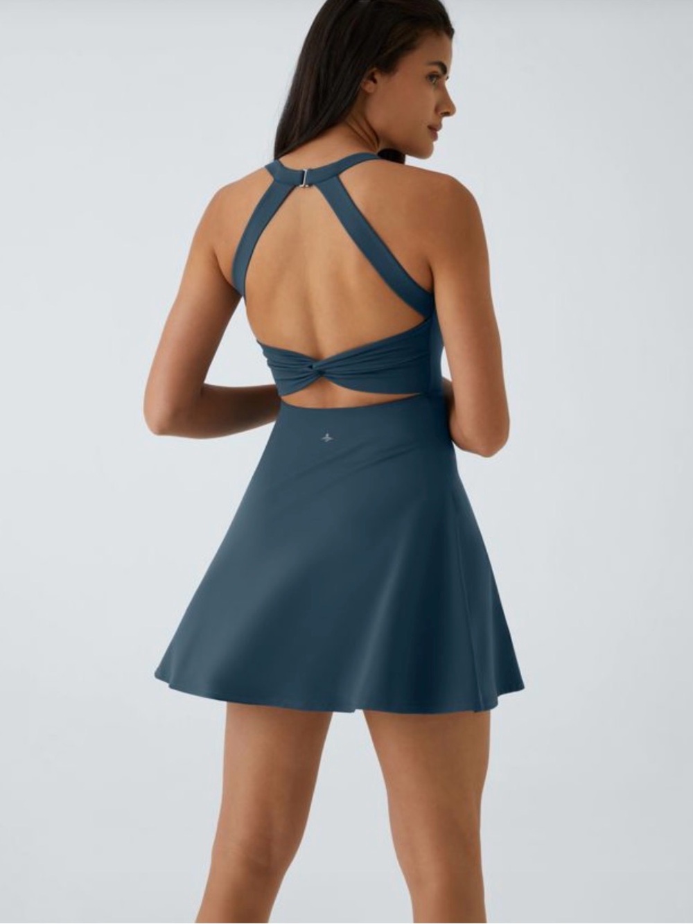 Halara SoftlyZero Airy Backless Twisted Flare Active Dress skort shorts medium